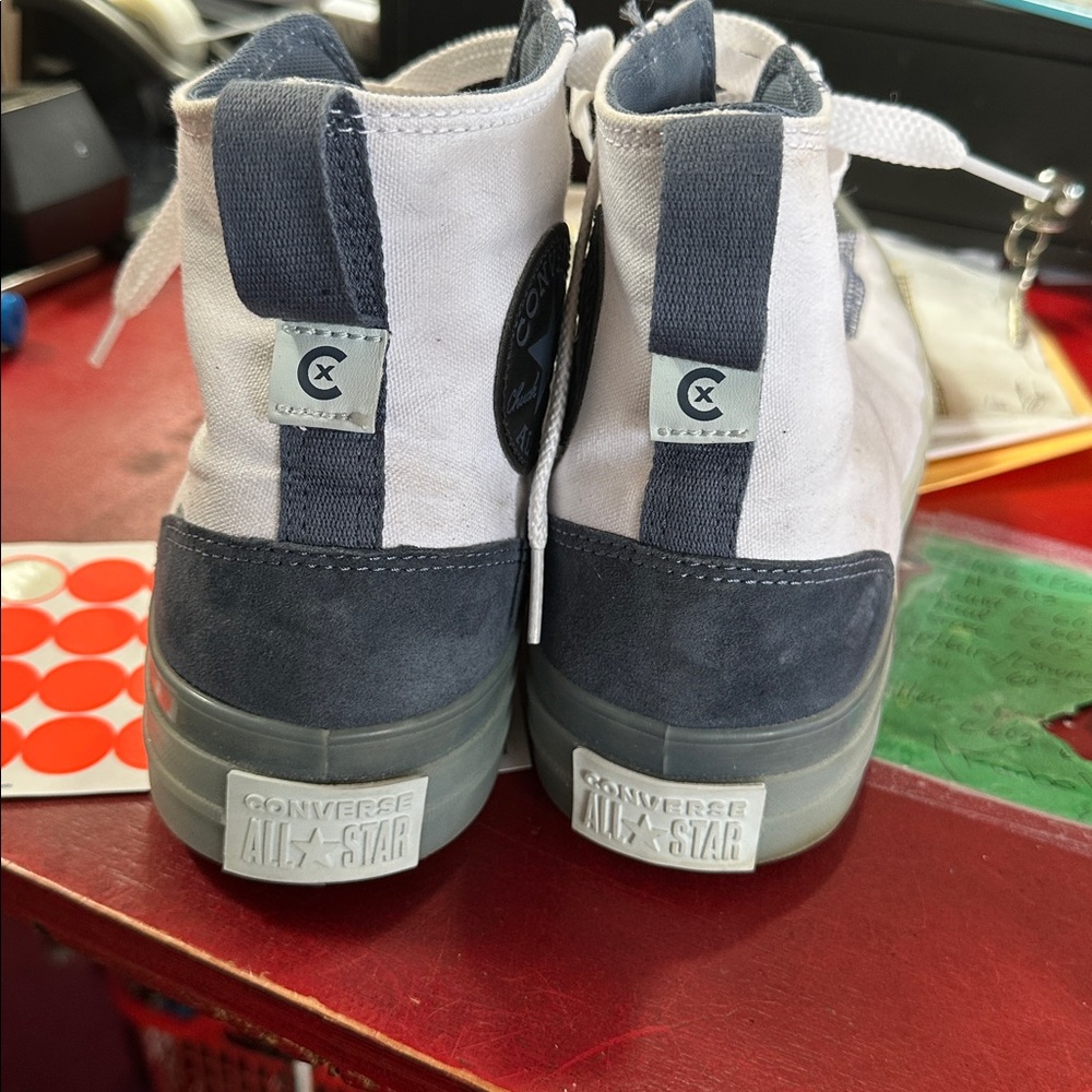 Men 11 Converse Chuck Taylor White Hi High Top Clear Translucent Blue Ice Soles - Picture 7 of 7